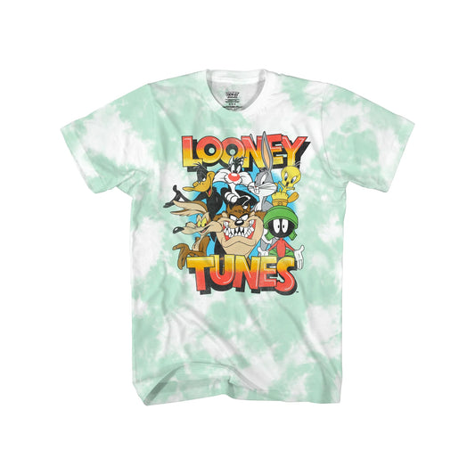 Men's Tie Dye Looney Tunes Cast Sunset Graphic Tee T-Shirt