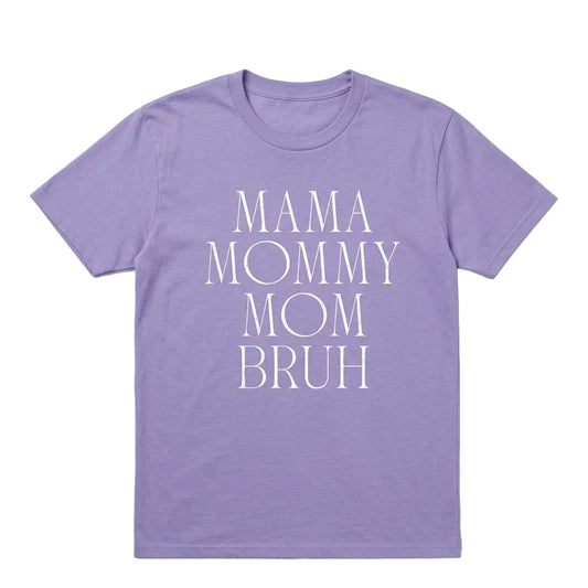 Women's Juniors Purple Momma Mommy Mom Bruh Funny Graphic Tee T-Shirt