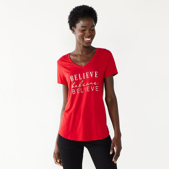 Women's Celebrate Together™ Red Believe Holiday Tee T-Shirt