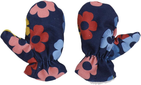 Little Me Fleece Lined Floral Infant/Toddler Pilot Cap and Mittens Set Multicolored