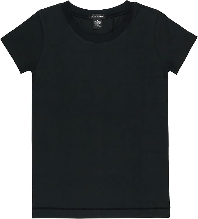 Women's Black Short Sleeve Crew T-Shirt Tee