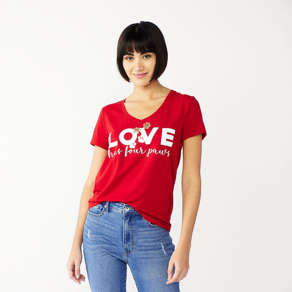 Women's Celebrate Togehter™ Red Love Has Four Paws Graphic Tee T-Shirt