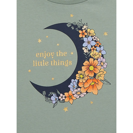 Girls Wonder Nation Girls Cropped, Short Sleeve, Graphic T-Shirt, Live in the Moment