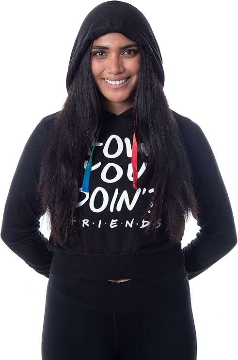 Women's Friends How You Doin Cropped Tie Dye Drawstring Pullover Hoodie - Rex Distributor, Inc. Wholesale Licensed Products and T-shirts, Sporting goods,