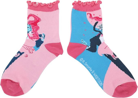 Lore Olympus Hades & Persephone Women’s 3-Pair Ruffle Casual Crew Socks, Multicolor, One Size