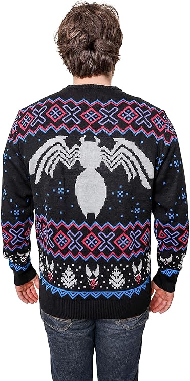 Adult Marvel Venom Symbol Knit Holiday Ugly Christmas Sweater