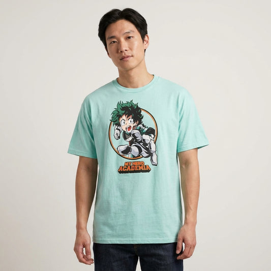 Men's Mint Green My Hero Academia Graphic Tee T-Shirt
