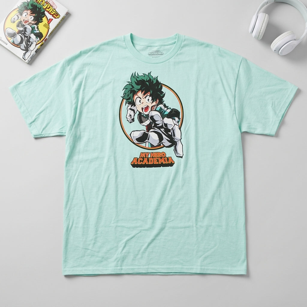 Men's Mint Green My Hero Academia Graphic Tee T-Shirt