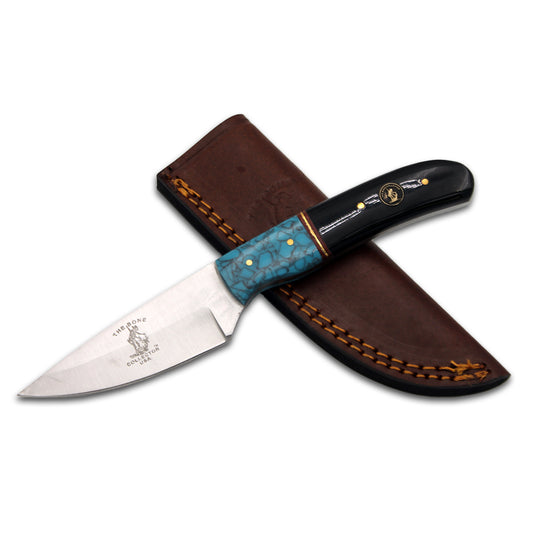 BC 895-B 8.25" Bone Collector Black & Turquoise Resin Handle Hunting Knife with Leather Sheath - Rex Distributor, Inc. Wholesale Licensed Products and T-shirts, Sporting goods,
