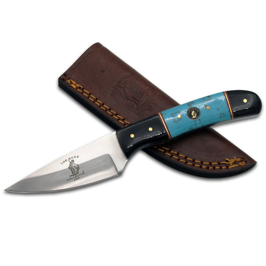 BC 895-C 8.25" Bone Collector Black & Turquoise Resin Handle Hunting Knife with Leather Sheath - Rex Distributor, Inc. Wholesale Licensed Products and T-shirts, Sporting goods,