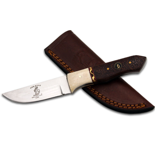 BC 897-D 8" Bone Collector Rosewood & Bovine Bone Handle Hunting Knife with Leather Sheath - Rex Distributor, Inc. Wholesale Licensed Products and T-shirts, Sporting goods,