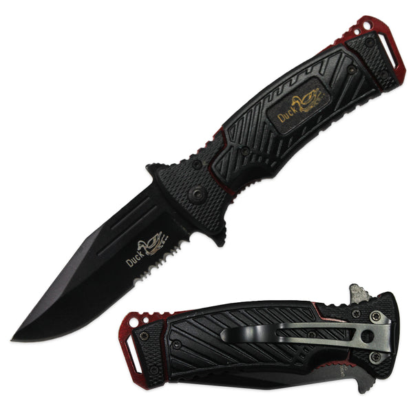 DK 0033-BK 4.5" Black Assist-Open Tactical Handle Duck USA Folding Knife