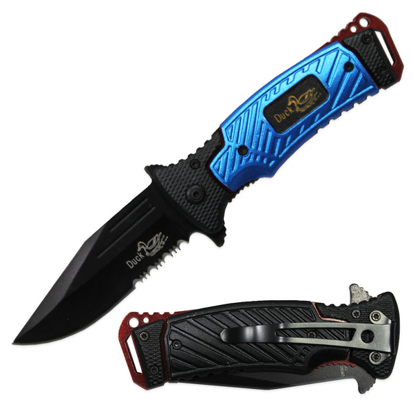 DK 0033-BL 4.5" Blue Assist-Open Tactical Handle Duck USA Folding Knife
