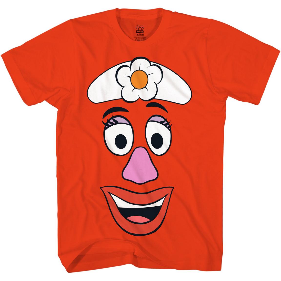 Women's Disney Toy Story Mrs. Potato Head T-shirt by Rex Distributor, Inc., featuring a colorful graphic of Mrs. Potato Head from Toy Story.