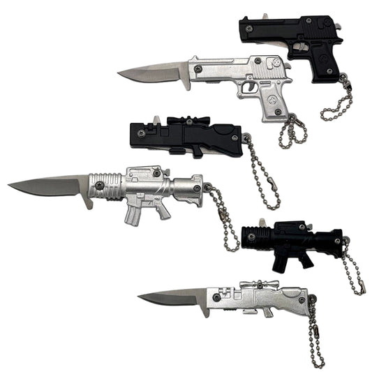 GN 2424-24 Keychain Gun-Design Folding Knives Display Box - 24 Pcs