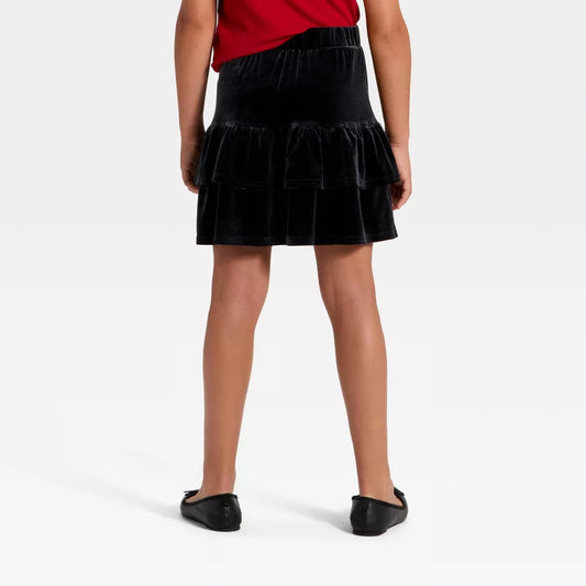 Girls' Miffy Velour Ruffle Skirt - Black