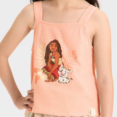Girls' Moana Gauze Elevated Tank Top - Orange