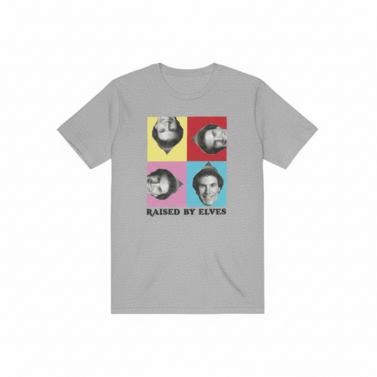 Boy's Youth Grey Heather Elf Raised by Elves Graphic Tee T-Shirt
