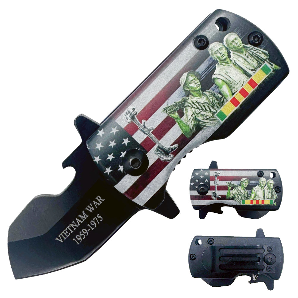 KN 1950 2.25" Money Clip Vietnam War Memorial Handle Assist-Open Folding Knife