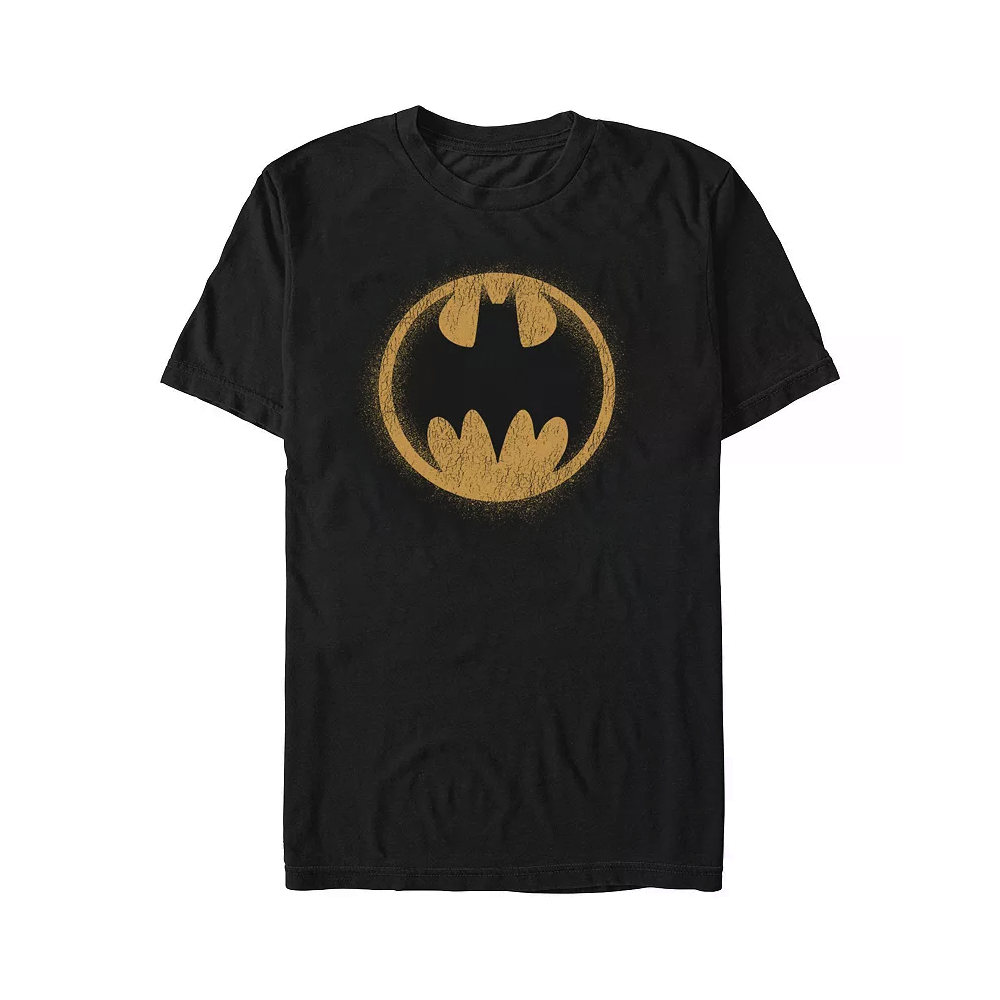 Men's Batman classic circle spray symbol T-shirt from Rex Distributor, Inc., featuring the iconic Batman logo on a comfortable shirt.