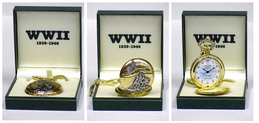 P 164 WWII Iwo Jima Flag Raising Pocket Watch with Gift Box