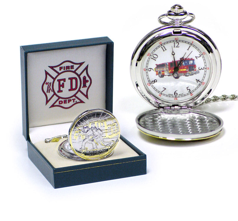 P 262 Fire Department Pocket Watch with Gift Box