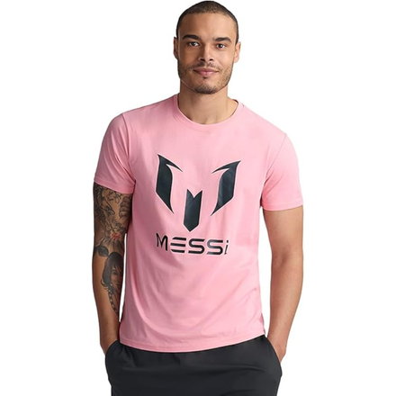 Men's Pink Messi Logo Graphic Tee T-Shirt