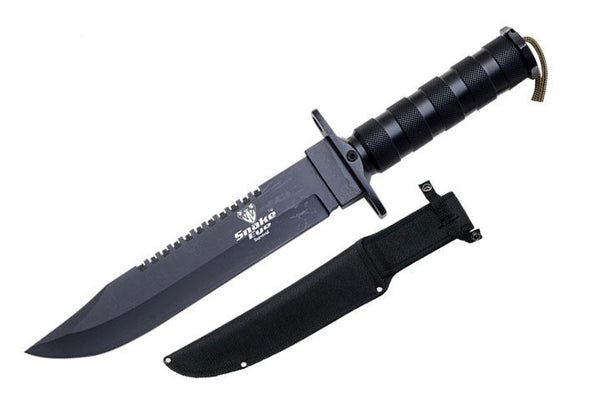 SE 024-BK 13.5" Tactical Outdoor Black Survival Knife With Sheath, Kit & Sharpening stone