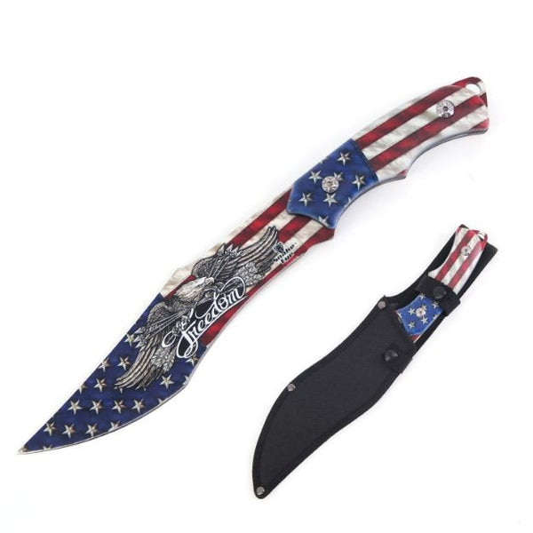 SE 1868-5 13" USA Freedom Full Tang Fix Blade Hunting Knife With Sheath