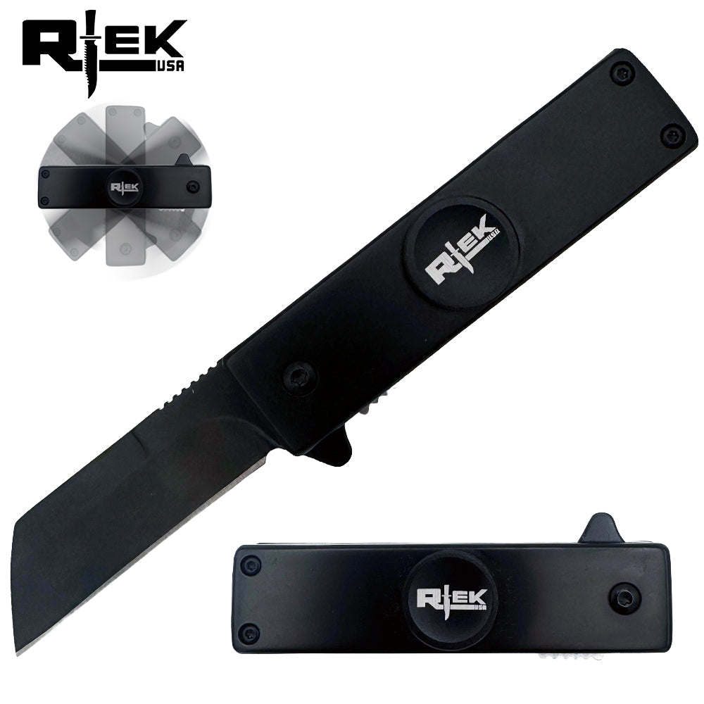 SPK 6841-BK 3.5" Rtek Black Spinner Tanto Folding Knife Fidget Mult-Tool