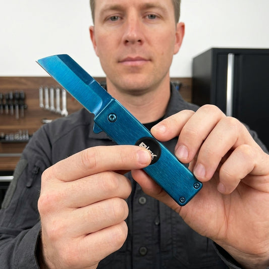 SPK 6841-BL 3.5" Rtek Blue Spinner Tanto Folding Knife Fidget Mult-Tool