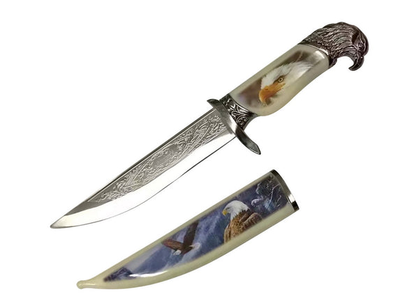 T 224840-EG 13 3/4″ Medieval Dagger with Graphic Printed Scabbard – Eagle