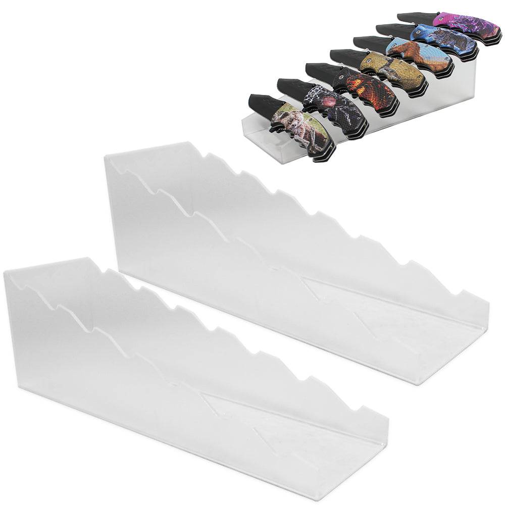 Frosted acrylic knife stand with 2 pieces, ideal for displaying knives or small tools, by Rex Distributor Inc.