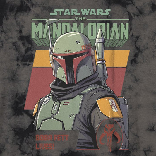 Boy's Star Wars: The Mandalorian Boba Fett Lives Graphic Tee Black Tie Dye