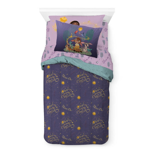 Disney Wish Purple 5 Piece Twin Bed Set w/ Sham, 100% Microfiber