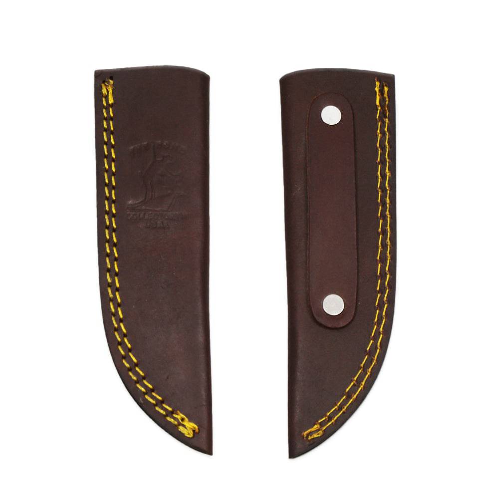 Bone Collector 8-inch hunting knife with bovine bone handle and leather sheath, designed for outdoor hunting and survival.