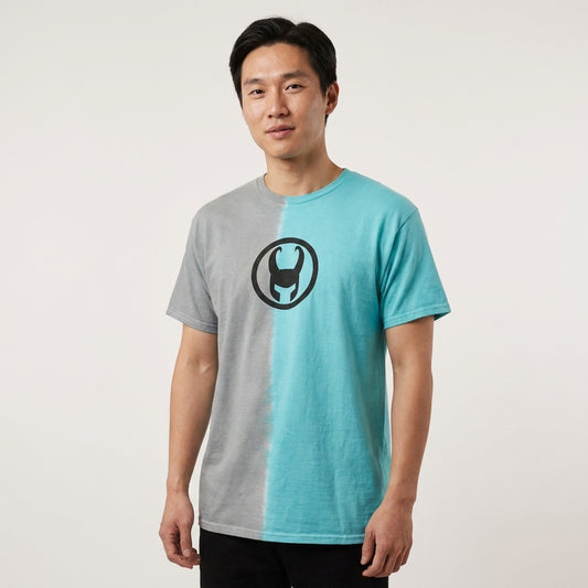 Men's Marvel Loki Symbol Split Dye Graphic Tee T-Shirt
