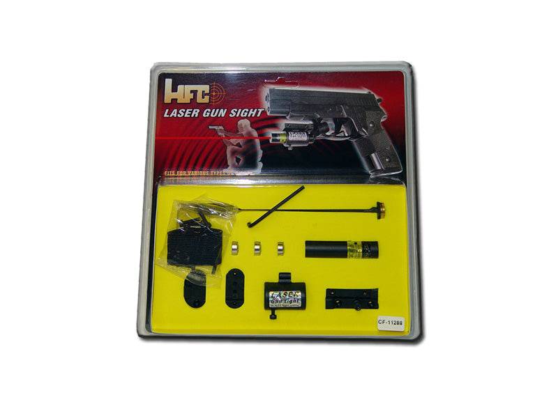 Rex Distributor CF 11288 laser sight for crossbows and guns, mounted on a firearm or crossbow for improved aiming accuracy.