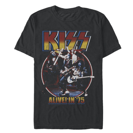 Men's KISS Alive In 75 Graphic Crew Neck T-Shirt Tee - Rex Distributor, Inc. Wholesale Licensed Products and T-shirts, Sporting goods,