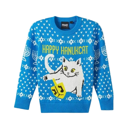 Infant Toddlers Boys Girls Blue Happy Hanukkah Cat Hanukcat Ugly Sweater Pullover - Rex Distributor, Inc. Wholesale Licensed Products and T-shirts, Sporting goods,
