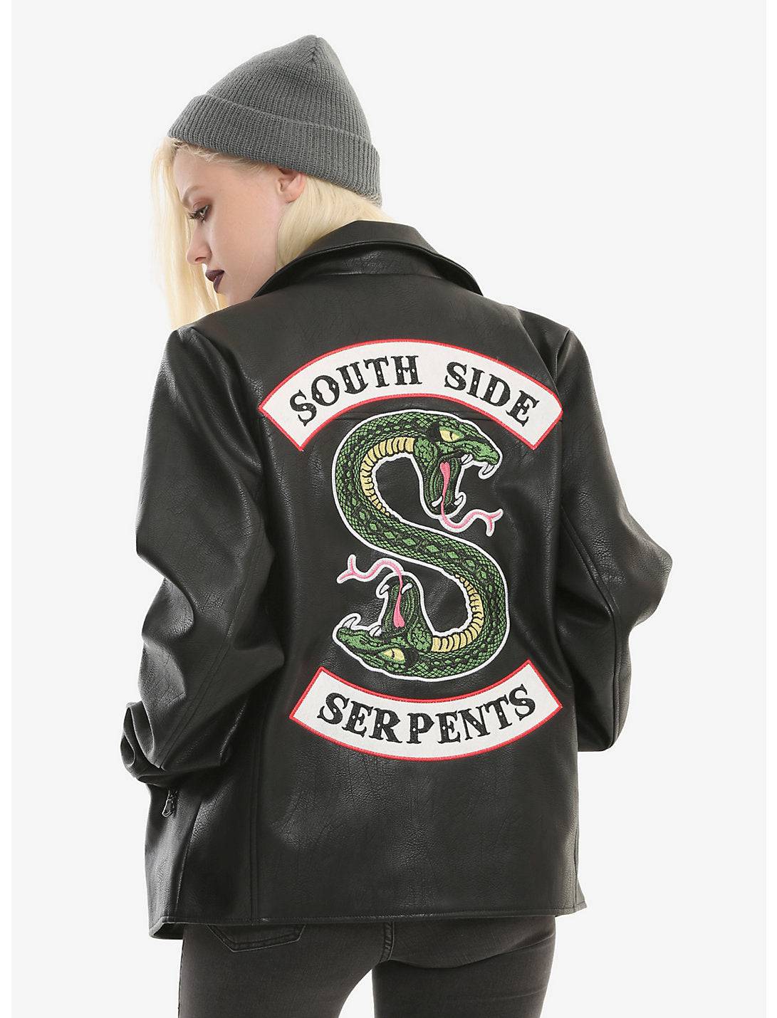 Women Junior's Black Riverdale Southside Serpents show Faux Leather Jacket - Rex Distributor, Inc. Wholesale Licensed Products and T-shirts, Sporting goods,
