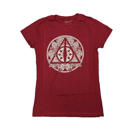 Women Junior's Red Harry Potter Hallows Graphic Tee T-Shirt - Rex Distributor, Inc. Wholesale Licensed Products and T-shirts, Sporting goods,