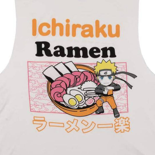 Women's Naruto Ichiraku Ramen Crew Neck Sleeveless White Tank Top