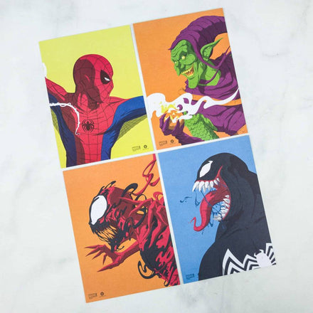 Loot Crate Spider-Man Face-Off Art Print Set of 4 - Rex Distributor, Inc. Wholesale Licensed Products and T-shirts, Sporting goods,