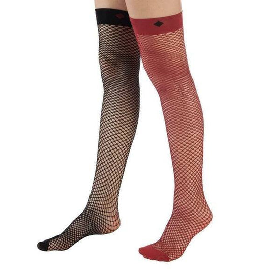 Women's Stocking Harley Quinn Fish Net Red and Black DC Comics Cosplay Costume