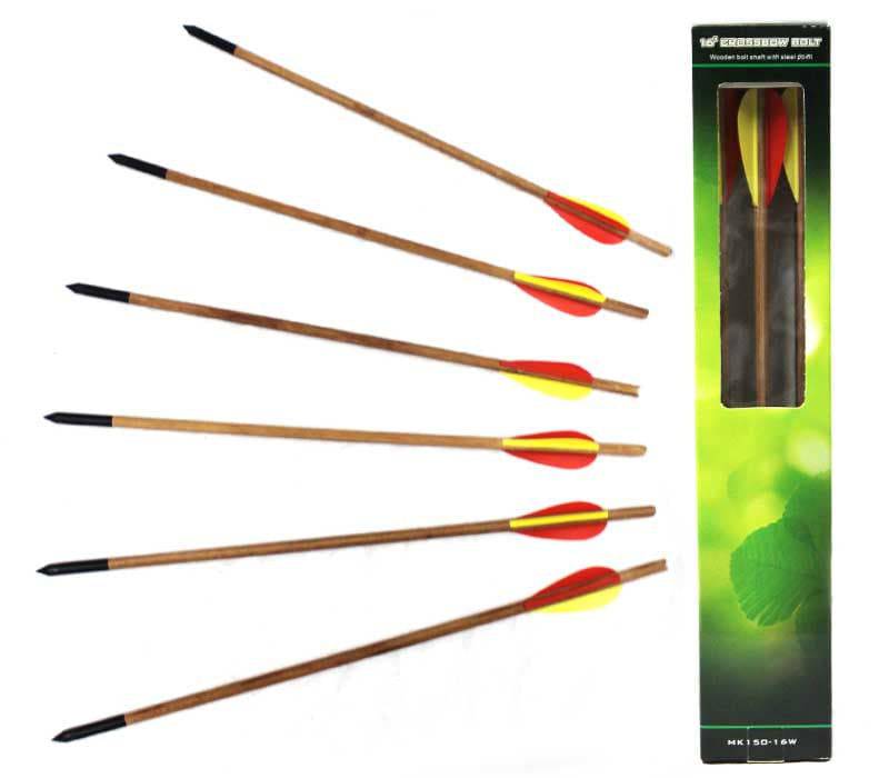 MK 150-16" Wood Archery Arrows 6 Piece Set - Rex Distributor, Inc. Wholesale Licensed Products and T-shirts, Sporting goods,