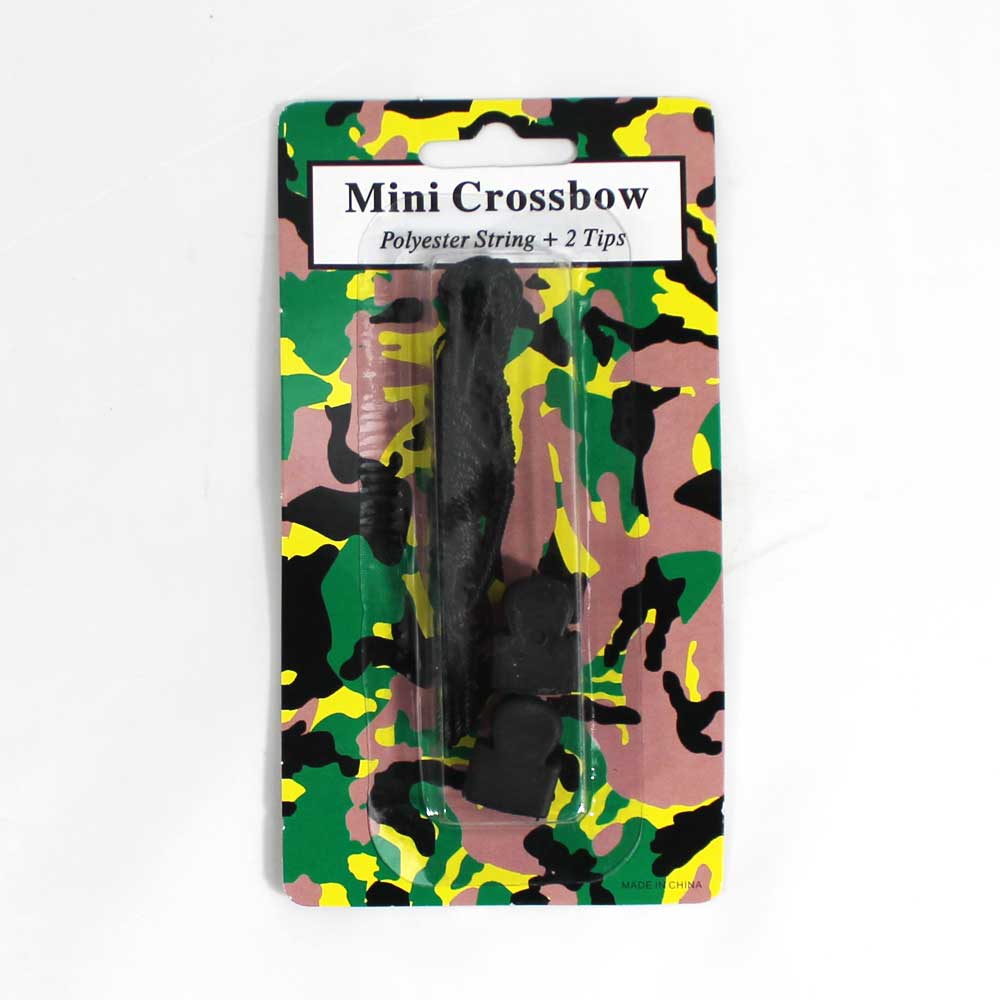 Rex Distributor Inc. MK 50-S 50 lbs string and tips for mini crossbow, close-up of accessories for crossbow maintenance.