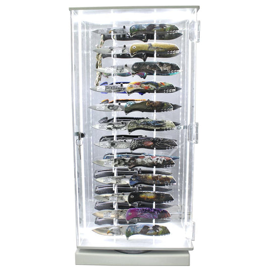 PKG DEAL #127 L.E.D. Light Revolving Showcase & 24 Pocket Knives | Free Shipping