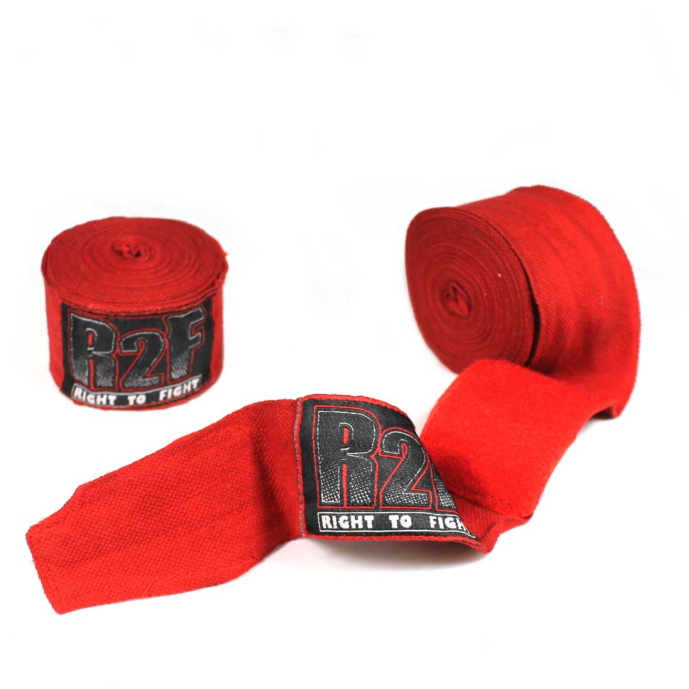 R2F 398-RD Boxing/MMA hand wraps by Rex Distributor, Inc. designed for boxing and fitness training, shown in black and red.