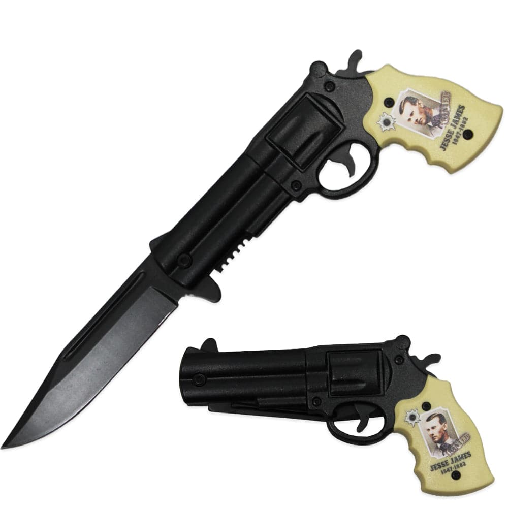 RR 201-JJ 5" Jesse James Revolver Assist-Open Folding Knife with Belt Clip - Rex Distributor, Inc. Wholesale Licensed Products and T-shirts, Sporting goods,